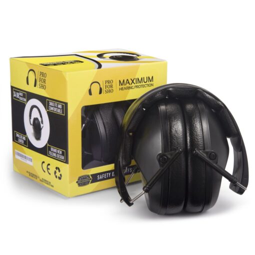 Pro For Sho 34dB Shooting Ear Protection - Special Designed Ear Muffs Lighter Weight & Maximum Hearing Protection Standard Black