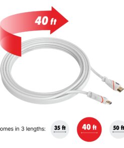 HDMI Cable 40 ft - in-Wall High Speed HDMI Cord - CL3 Rated - Supports 4K, 3D, Full HD, 2160p with Ethernet - Audio Return - Latest Version - 40 Feet (12.1 Meters) 4K 40ft 14 61 1acHSN0S
