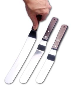 Alternative view of Cake Decorating Angled Icing Spatula Set of 6 8 & 10 Inch Wooden Handle Stainless Steel Offset Frosting Spatulas offset spatulas 6 8 10 inches