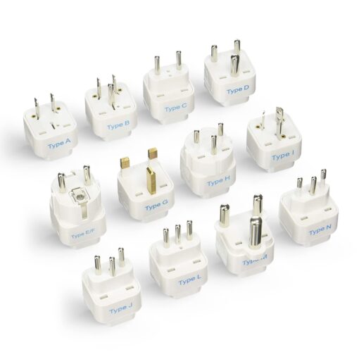 Ceptics Travel Adapter with Types A-M Plugs, Travel Plug Adapter Set Compatible with Power Sockets in All Continents, Compact World International Plug Adaptor Kit, Set of 12,GP-12PK