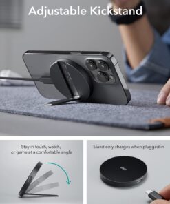 ESR Charger for Magsafe,Wireless Charger Kickstand, Charger for iPhone 15/14/14 Plus/14 Pro/14 Pro Max and iPhone 13/12 Series, with 5ft Removable Cable, Adapter Not Included, Black 1 PACK 37 61 E8NkF yL