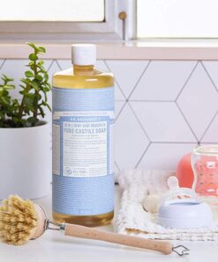 Dr. Bronner's - Pure-Castile Liquid Soap (Baby Unscented, 32 ounce) - Made with Organic Oils, 18-in-1 Uses: Face, Hair, Laundry and Dishes, For Sensitive Skin & Babies, No Added Fragrance, Vegan 32 Fl Oz (Pack of 1) 28 61 HSR3GgAL 1