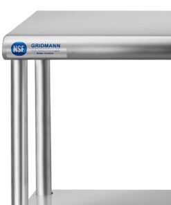 GRIDMANN NSF Stainless Steel Commercial 2 Tier Double Overshelf 48 in. x 12 in. for Kitchen Prep & Work Table 48 in Long x 12 in Deep 16 61 IoVGvohL