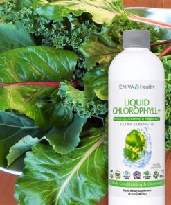 Eniva Health Liquid Chlorophyll Super Greens | 24K MG with Prebiotic & L-Glutamine | Mint Flavor | Skin, Immunity, Energy, Detox, Gut Health | Vegan, Gluten & Alcohol-Free | 48 Servings | USA Made 13 61 KAcUaVuL