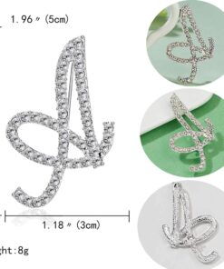 RINHOO Initial Knuckle Rings and Brooch Pin Silver Crystal 26 A-Z Letter Alphabet Adjustable Ring for Women Girl jewelry 12 61 NK obRnS