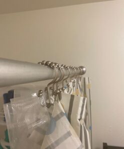 Maytex Shower Curtain Hooks, Shower Curtain Rings, Rust-Resistant Decorative Double Roller Glide Shower Hooks, Shower Rings for Bathroom Shower Rods, Curtains, Liners, Set of 12, Brushed Nickel 36 61 PFqo5jgL