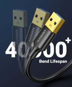 UGREEN USB to USB, 5 Gbps USB 3.0 Cable, Nylon Durable Male to Male Cable, Compatible with Hard Drive, Cooling Fan/pad, Camera, DVD Player, Flash Light, Hub, Monitor, Speaker, and More 6.6 FT 18 61 SOwzodRL 1
