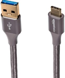 Amazon Basics USB-C to USB-A 3.1 Gen 1 Fast Charger Cable, Nylon Braided Cord, 5Gbps High-Speed, USB-IF Certified, for Apple iPhone 15, iPad, Samsung Galaxy, Tablets, Laptops, 10 Foot, Dark Gray 10 Feet Type-A 3.1 Dark Grey 10 61 SmF30dzL