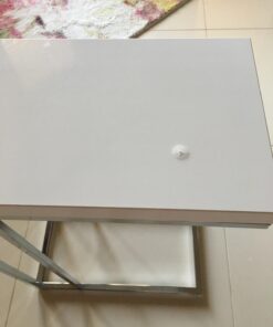 Monarch Specialties 3008, C-shaped, End, Side, Snack, Living Room, Bedroom, Laminate, White, Contemporary, Modern Accent Table-Glossy Chrome Metal, 10.25" L x 18.25" W x 25.25" H 37 61 UVwn1hjL