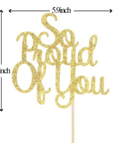 We are So Proud of You Cake Topper High School Graduation, Senior Graduation Party Supplies (Gold Glitter) 17 61 VRQL1cbS