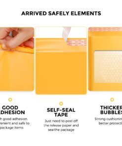 Fuxury Kraft Bubble Mailer 6x10 Inch 25 Pack,Strong Adhesion Padded Envelopes,Self Seal Bubble Envelopes, Waterproof Cushioned Bubble Mailers Packaging for Small Business,Bulk #0 Mailers Yellow 6x10" 25Pc 15 61 VgubgTgL