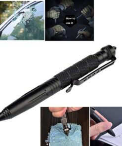 KEPEAK Military Tactical Pen, Professional Self Defense Pen, Emergency Glass Breaker Pen - Tungsten Steel, Writing Tool with 6 Refill Black 24 61 XM6DFozL