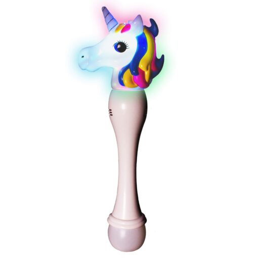 LED Light Up Unicorn Bubble Wand Toy | Includes (2) 3oz Bubble Solutions | Batteries Included