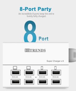 USB Charger, HITRENDS 8 Ports Charging Station 60W/12A Multi Port USB Charging Hub for Multiple Devices (5ft Cord, White) 20 61 bKY0GhML