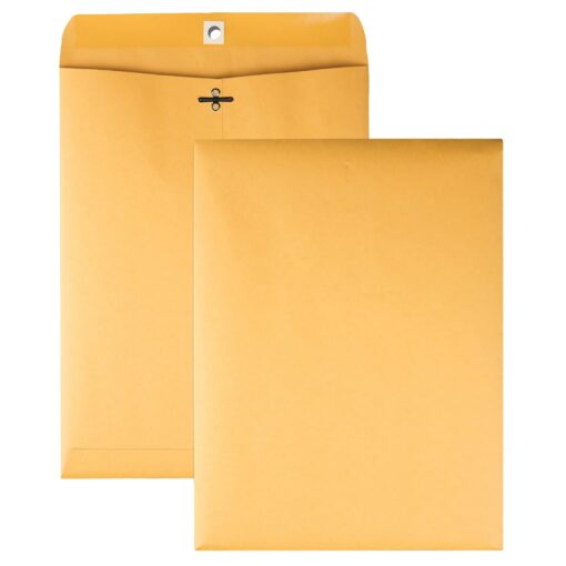 Quality Park 9 x 12 Clasp Envelopes with Deeply Gummed Flaps, Great for Filing, Storing or Mailing Documents, 28 lb Brown Kraft, 250 per Box (37590) 9x12