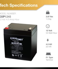 ExpertPower EXP1245 12V 4.5 Amp Rechargeable Battery for Security Systems 13 61 cO6uUSXL