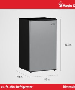Alternative view of Magic Chef MCBR350S2 Compact Refrigerator with Manual Defrost, Small Refrigerator for Compact Spaces, 3.5 Cubic Feet, Silver Stainless Steel