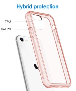 JETech Case for iPhone SE 3/2 (2022/2020 Edition), iPhone 8 and iPhone 7, 4.7-Inch, Shockproof Bumper Cover, Anti-Scratch Clear Back (Rose Gold) Rose Gold 23 61 daHu014L