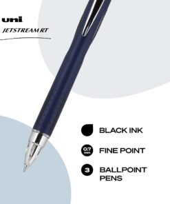 Uniball Jetstream RT 3 Pack, 0.7mm Fine Black, Wirecutter Best Pen, Ballpoint Pens, Ballpoint Ink Pens | Office Supplies, Pens, Ballpoint Pen, Colored Pens, Fine Point, Smooth Writing Pens 22 61 euWJ1p6L