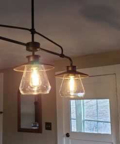 Globe Electric 64845 Nate 3-Light Pendant, Oil Rubbed Bronze, Clear Glass Shades, Bulb Not Included Without Bulb Oil Rubbed Bronze (3-Light) 46 61 fmuQPFFL