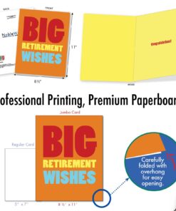 NobleWorks Big Retirement Wishes - Congratulations Retirement Card with Envelope (Large 8.5 x 11 Inch) - Farewell Card for Boss, Employee, Coworker J2734RTG 10 61 gEWLT6TL