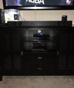 SIMPLIHOME Artisan SOLID WOOD 53 Inch Wide Transitional TV Media Stand in Black for TVs up to 60 Inches, For the Living Room and Entertainment Center Tall TV Media Stand 46 61 hYPauR3L