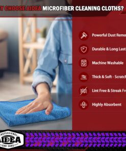 AIDEA Microfiber Cleaning Cloths-50 Pack, Premium All-Purpose Car Cloth, Lint Free Dust Cloth Cleaning Rags, Absorbent Cleaning Towel for Cars, SUVs, House, Kitchen, Window, Gifts(12in.x12in.) 19 61 i8IrOFEL
