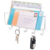 mDesign Plastic Wall Mount Mail and Key Holder with 5 Hooks, Hanger Rack Shelf for Home Entryway, Mudroom, Kitchen, Hold Letters, Cards, Magazines, Coats, Umbrellas, Ligne Collection - Clear 29 61 iLqStDjL