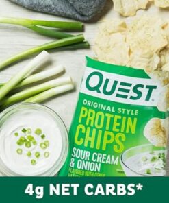 Quest Nutrition Sour Cream & Onion Protein Chips, Low Carb, Gluten Free, Potato Free, Baked, (8 Count of 1.1 oz Bags) 9 oz 1.1 Ounce (Pack of 8) 21 61 jjL5vAiL