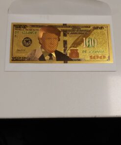 Authentic $100 President Donald Trump Authentic 24kt Gold Plated Commemorative Bank Note Collectors Item by Aizics Mint 32 61 kelcsk3L