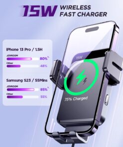 Alternative view of Wireless Car Charger,15W Qi Fast Charging Car Charger Phone Holder Mount, Auto-Clamping Alignment Windshield Dashboard Air Vent Cell Phone Holder for iPhone 15 Pro Max/15 Pro, Galaxy S23/S22 etc BLACK