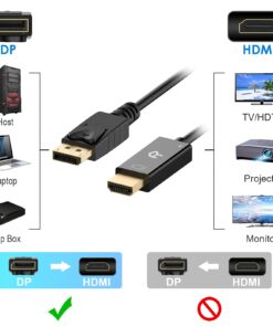 Alternative view of Rankie DisplayPort (DP) to HDMI Cable, 4K Resolution Ready, 10 Feet, Black