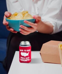 Funny Guy Mugs Back-To-Back World War Champs Collapsible Neoprene Can Coolie - Drink Cooler World War Champs Red Can 8 61 oiE6MuGL