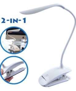 Clip Desk Lamp Table LED Bulb Lamps Set USB Outlet White Modern Shade Gooseneck Dimmable Light Clamp Base Touch Sensor Switch Charging Battery Office Room Bedroom Dorm Kids Small Girls Study Reading 26 61 qklsLD2L