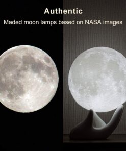 Mydethun Moon Lamp - Home Décor, Mood Lighting with Brightness Control, LED Night Light, Bedroom, Sleep Training Meditation,Birthday Gifts for Kids Women, Ceramic Hand Base, 3.5", White & Yellow 3.5 inch 29 61 uPCTceCS 1