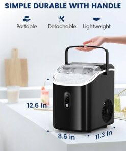 Kndko Nugget Ice Maker Countertop,34lbs/Day,Portable Crushed Ice Machine,Self Cleaning with One-Click Design & Removable Top Cover,Soft Chewable Pebble Ice Maker for Home Bar Camping RV,Black Basic 33lbs/day with pebble ice BLACK UPGRADE 1 27 61 wwhtysCL
