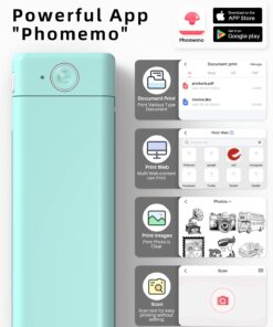 Phomemo M08F Portable Printer, 8.5'' x 11'' US Letter Mobile Compact Printer, Bluetooth Thermal Printer for Study, DIY Creation, Travel, List, Home, Gift, School, Office, Cyan Green & White 32 61 xfUyRrHL