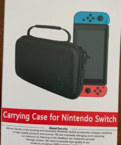 Deruitu Switch Carrying Case Compatible with Nintendo Switch/Switch OLED - Fit AC Charger Adapter - with 20 Game Cartridges Hard Shell Travel Switch Pouch for Console & Accessories Black 46 61 zEal6rL 1