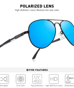 MERRY'S Men HD Polarized Sunglasses Aluminum Magnesium Driving Sun Glasses S8285 Black Frame/Blue Mirror Lens/Black Temples 60 Millimeters 10 61023ue zS
