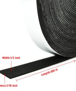 CCHUIXI Weather Seal Tape, Hat Sizing Tape, (1/16"Thick-1/2"-100ft) Soundproofing Waterproofing Insulation Foam Gasket Tape Weather Strip. 1/16"Thick-1/2"-100ft 8 6103LwD0MFL