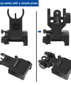 Feyachi Flip Up Iron Sight Front Rear Sight Compatible for Picatinny Rail and Weaver Rail of Rifle, Foldable Sights Black 45 6103WKx59L