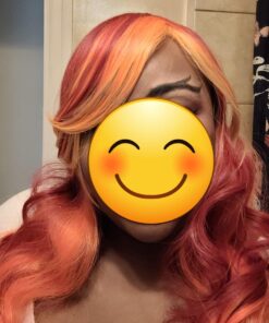 MQ Women Orange Yellow Wigs, Long Curly Wavy Wig for Girls 29.5 Inch Colorful Wigs Cosplay Costume Party Fluffy Wig Synthetic Charming Heat Friendly Ombre Wigs (Yellow to Orange to Red) 42 6105awwSexL