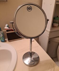 MIRRORVANA 10X Magnifying Makeup Mirror on Stand for Bedroom and Bathroom, Free Standing Desk & Table Mirror, Double Sided 10X/1X Magnification, 35cm Tall 18cm Wide 18cm (7-inch) Diameter 29 610A6YbmBGL