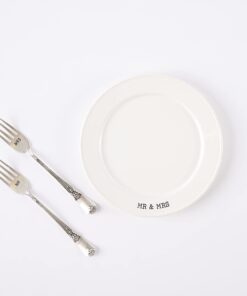 Mud Pie MRS, Plate and Fork Set, White 12 610FSHctfJS