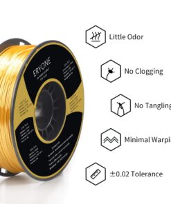 ERYONE Silk PLA Filament for 3D Printer, 1.75mm, -0.03mm, 1kg (2.1LBS)/Spool, Silk Glod A-glod 36 610OwC9aFgL
