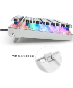 HUO JI E-Yooso Z-88 Typewriter Mechanical Keyboard, Rainbow LED Backlit, Vintage Retro Style with Blue Switches, Compact 81 Keys for PC, Mac, White rainbow, blue switch, white 12 610SMmJp NL