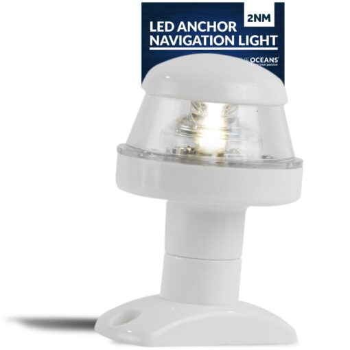 Five Oceans Stern Light, Anchor Light, LED Boat Navigation Lights, 8-30V DC, USCG Rules 2NM, 3 1/4 Inch Fixed Mount, for Pontoon, Fishing Boats, Bass Boats, Sport Boats - FO2312 Surface Mount All Round Anchor Navigation Light