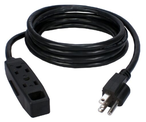 QVS PC3PX-10 10-Feet 3-Outlet 3-Prong Power Extension Cord 1 Pack