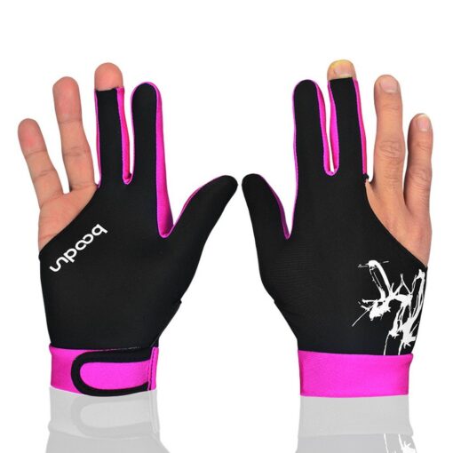 Anser M050912 Man Woman Elastic 3 Fingers Show Gloves for Billiard Shooters Carom Pool Snooker Cue Sport - Wear on The Right or Left Hand 1PCS (Pink, M)