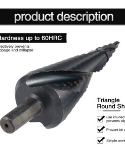 HOHXEN 3 Packs Spiral Step Drill Bit Set with 4-12mm/4-20mm/ 4-32mm, Total 32 Sizes, 1/4" Hex Shank Cone Titanium Coated High Speed Steel, Multi-Functional Industrial DIY Metalworking tools 11 610jroFndyL